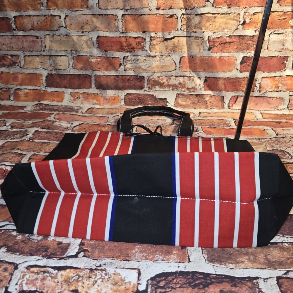 Striped Red and Black Tote Bag - Picture 5 of 7